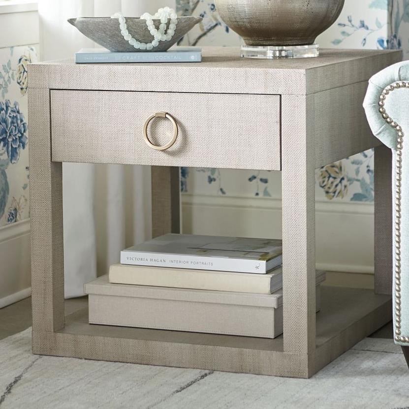 Bassett Ventura Transitional Raffia End / Bedside Table with 1 Drawer